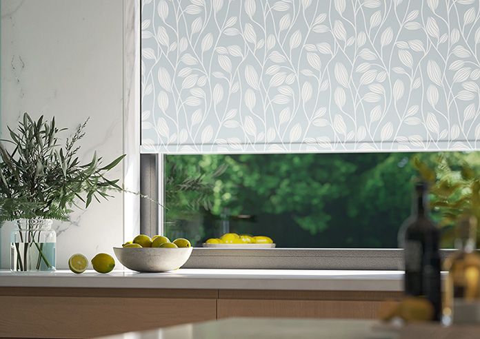 Leaf Motif, Pale Blue - Twist&Fit Roller Blind - Image 5